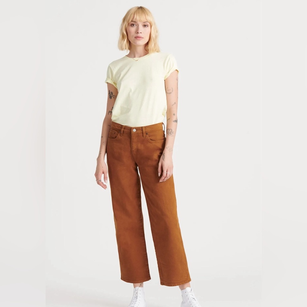 Lucky Brand Jeans Mid Rise Crop Wide Leg in Cumin